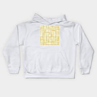 Loose Weave Hand Painted Check Pattern in Mustard Yellow and White Kids Hoodie